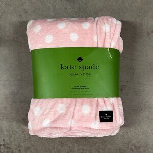 Kate Spade Oversize Twin Chalk Pink White Polka Dot Dots Fleece Blanket Lia Dot